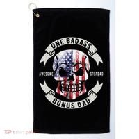 One Badass Bonus Stepdad Birthday Step Dad Fathers Day Funny Golf Towel thumb 0