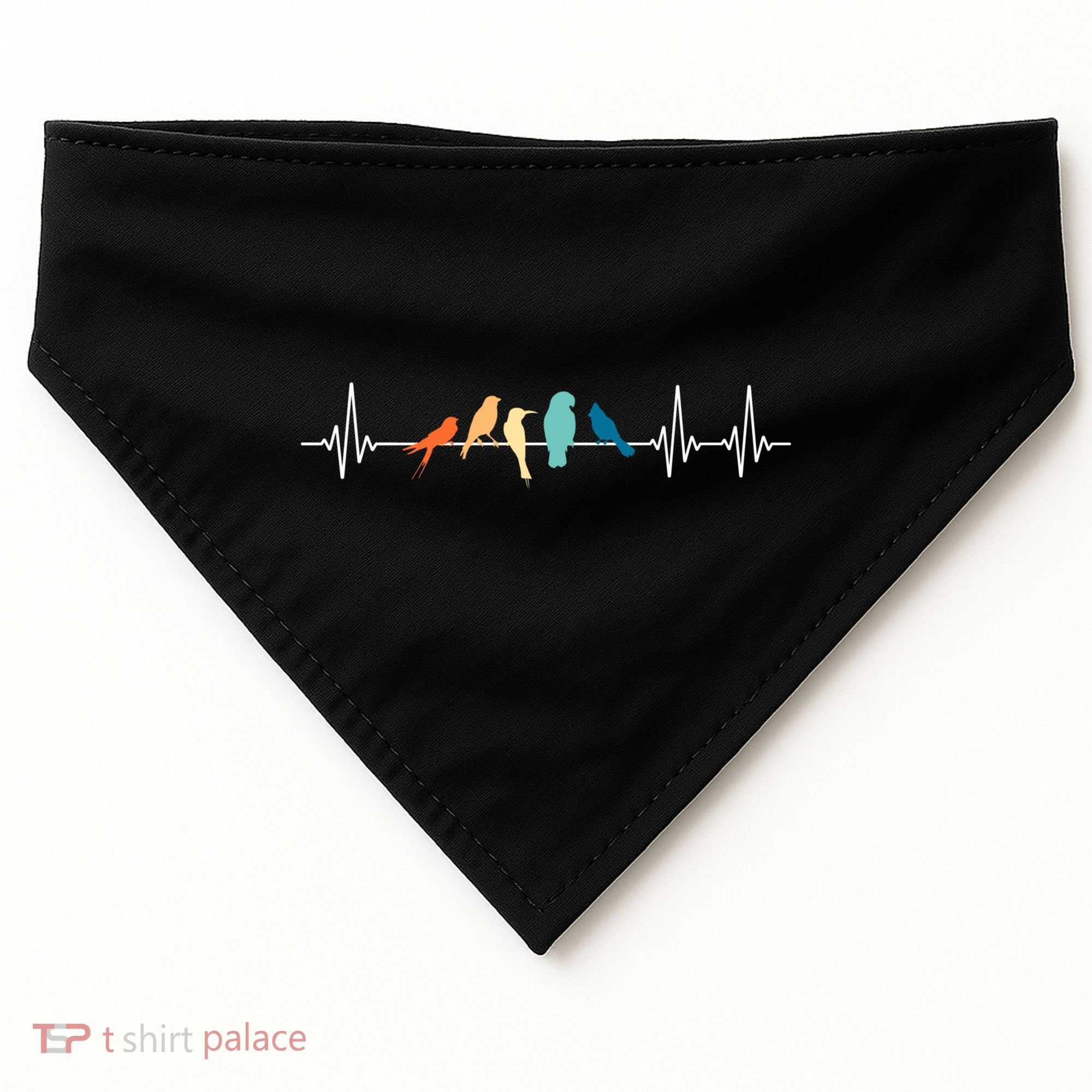 Ornithology Birdwatching Birder Heartbeat Gift USA-Made Doggie Bandana