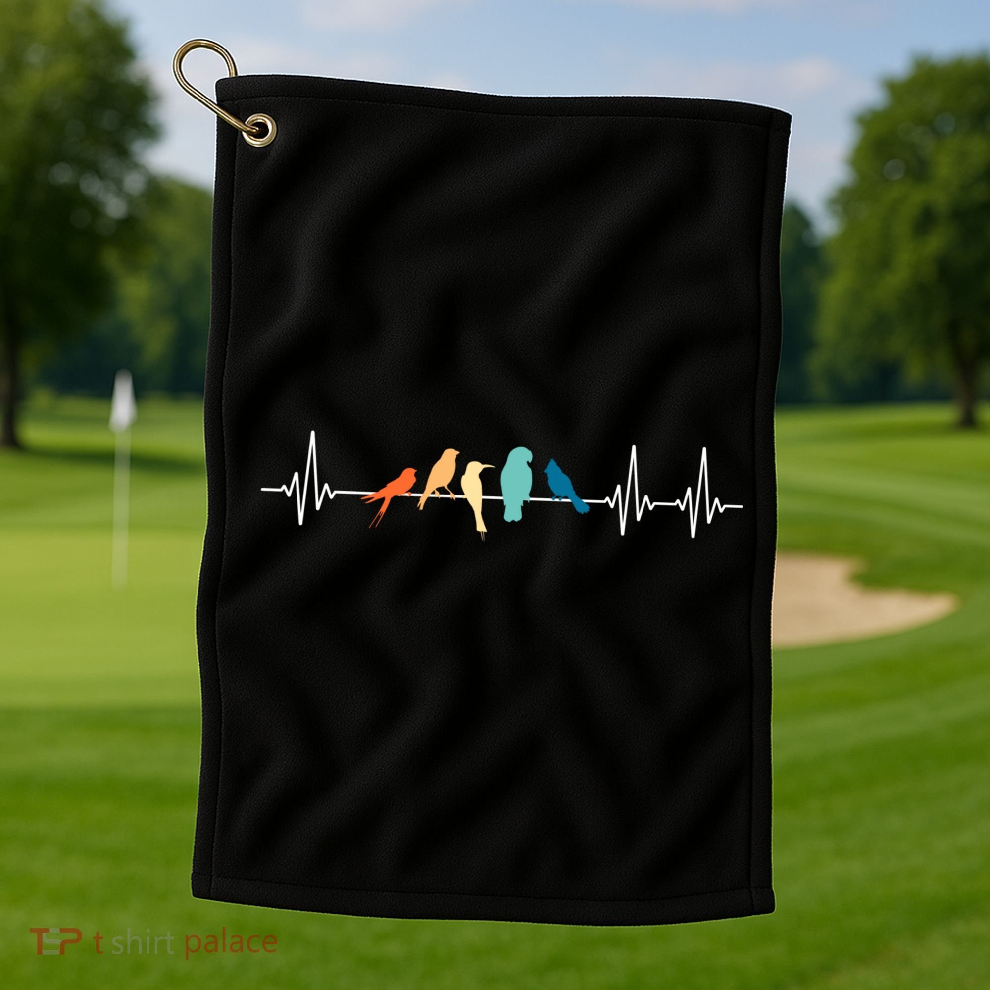 Ornithology Birdwatching Birder Heartbeat Gift Golf Towel