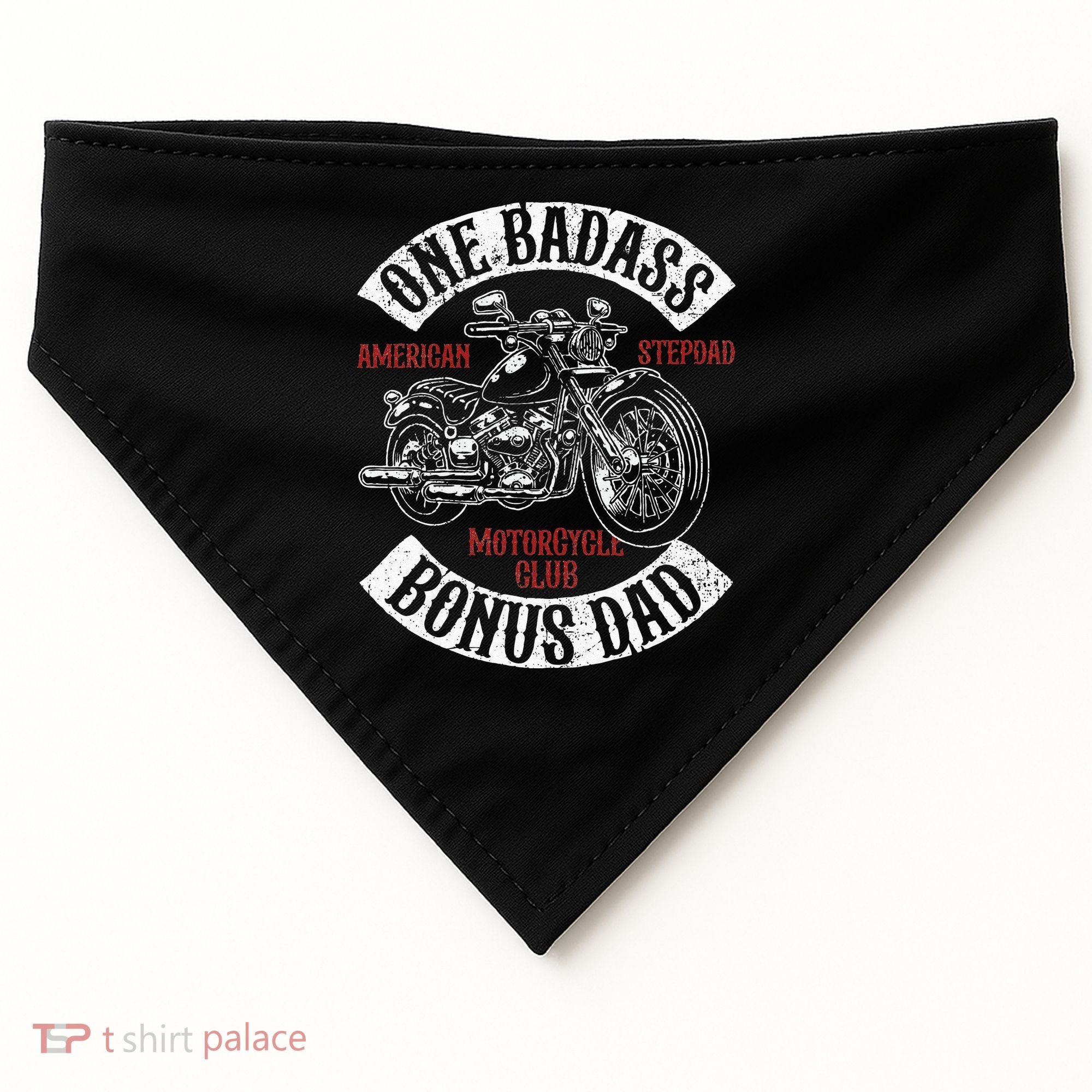 One Badass Bonus Stepdad Biker Motorcycle Step Dad Gift Idea USA-Made Doggie Bandana