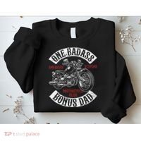 One Badass Bonus Stepdad Biker Motorcycle Step Dad Gift Idea Sweatshirt thumb 2