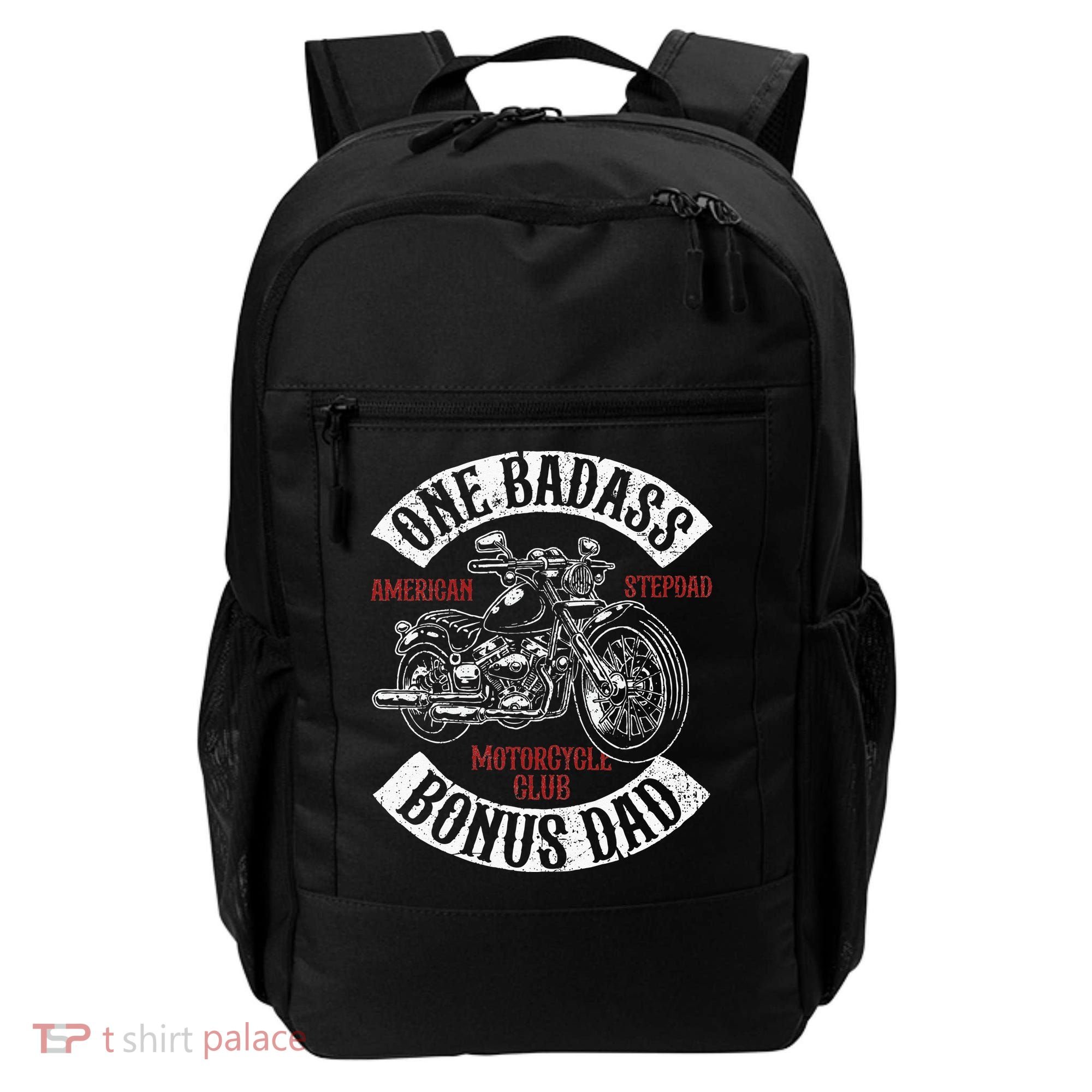One Badass Bonus Stepdad Biker Motorcycle Step Dad Gift Idea Backpack