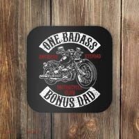 One Badass Bonus Stepdad Biker Motorcycle Step Dad Gift Idea Coaster thumb 0