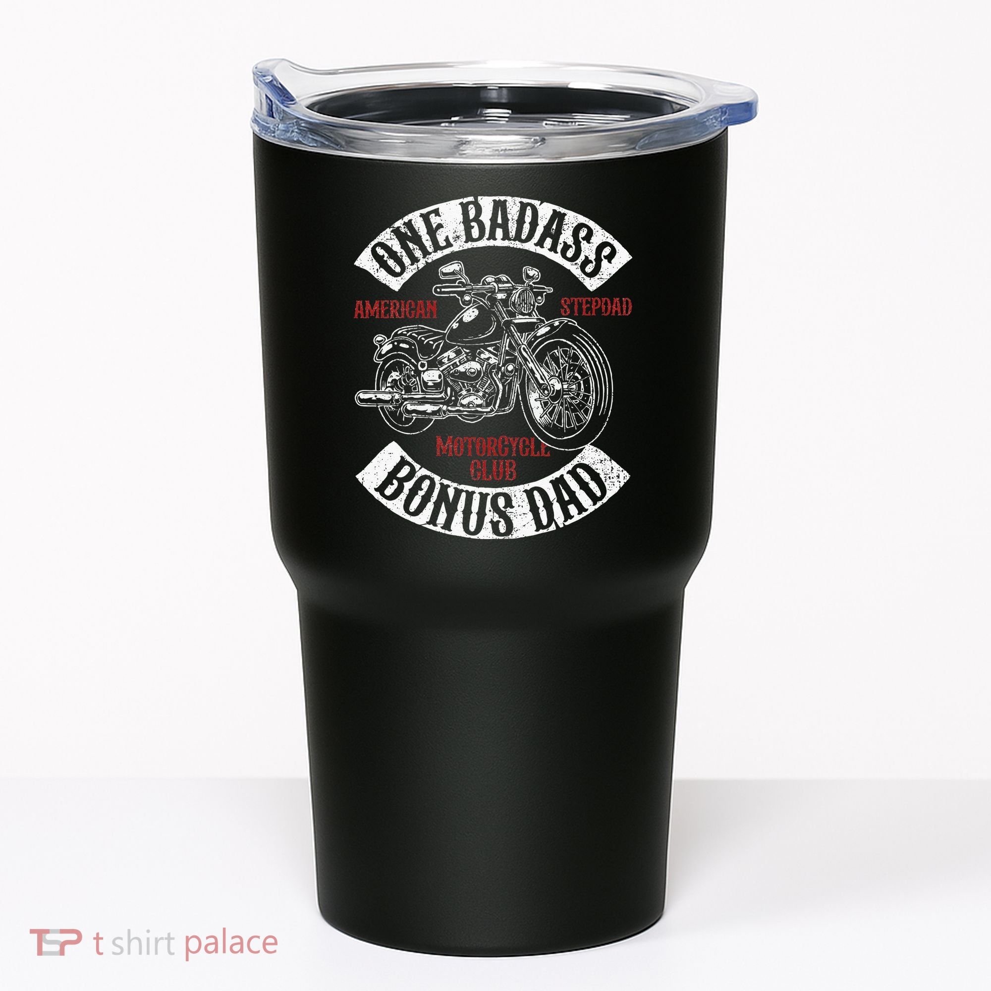 One Badass Bonus Stepdad Biker Motorcycle Step Dad Gift Idea Tumbler