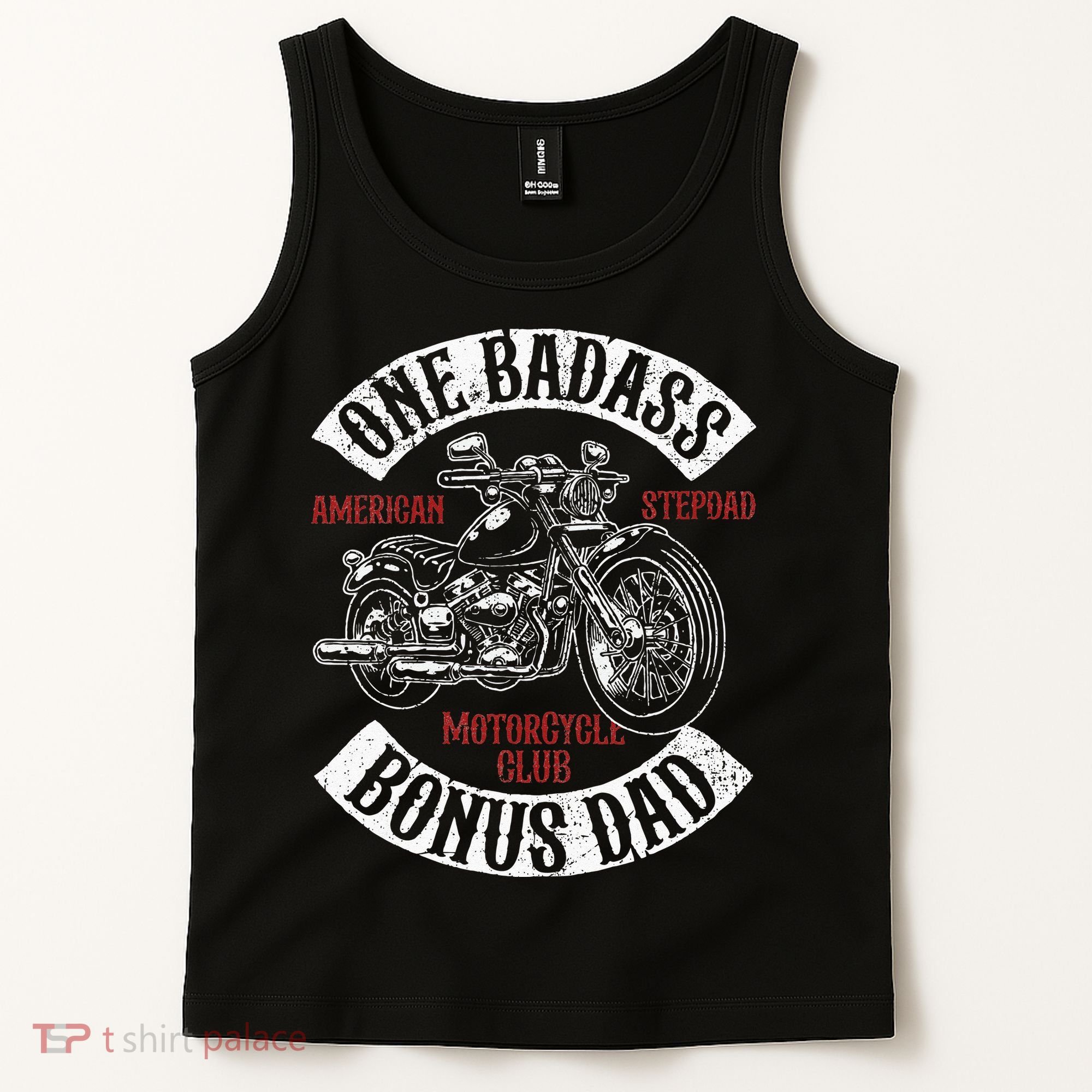 One Badass Bonus Stepdad Biker Motorcycle Step Dad Gift Idea Tank Top