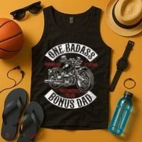 One Badass Bonus Stepdad Biker Motorcycle Step Dad Gift Idea Tank Top thumb 4