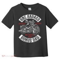 One Badass Bonus Stepdad Biker Motorcycle Step Dad Gift Idea Toddler T-Shirt thumb 0