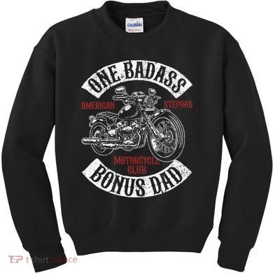 One Badass Bonus Stepdad Biker Motorcycle Step Dad Gift Idea Kids Sweatshirt