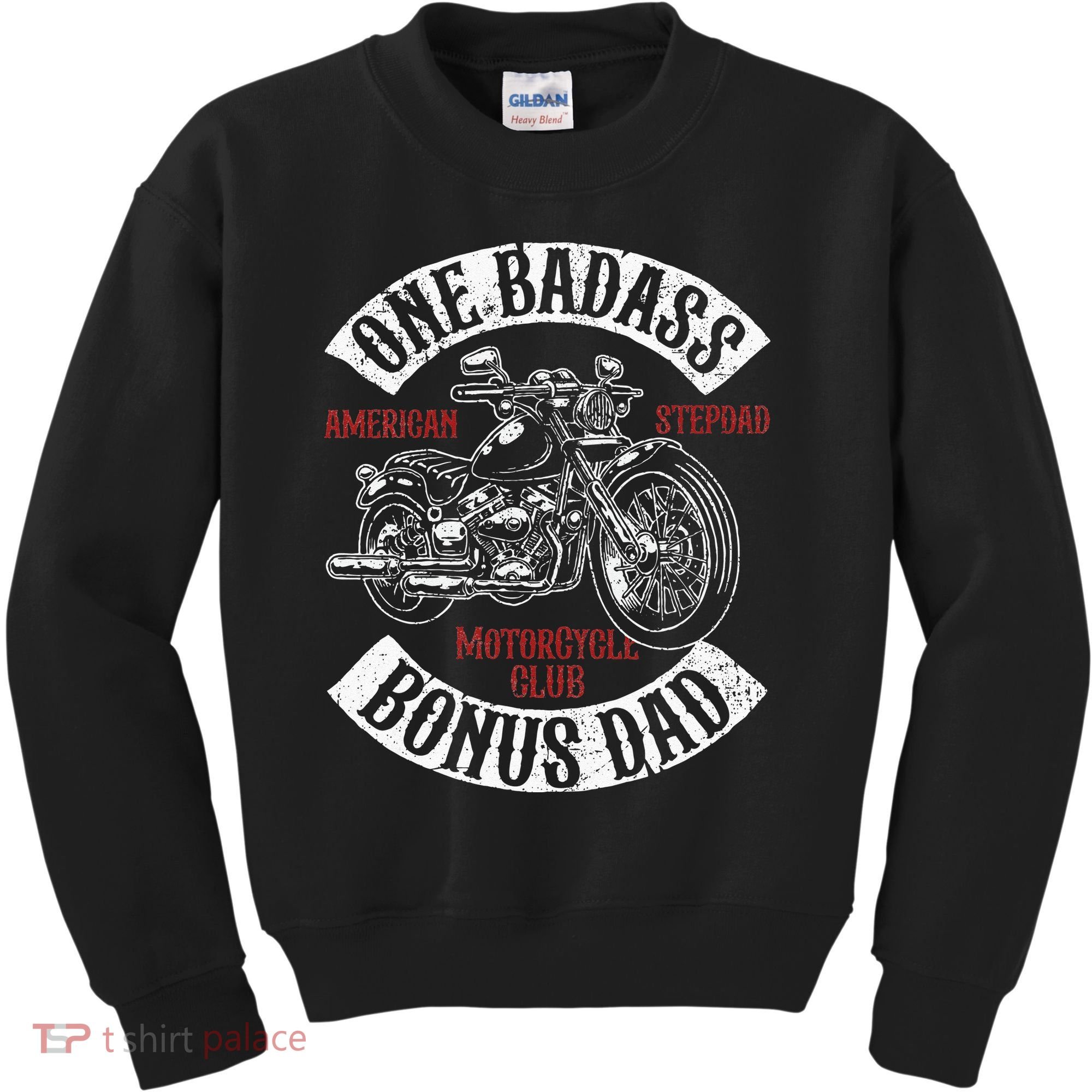 One Badass Bonus Stepdad Biker Motorcycle Step Dad Gift Idea Kids Sweatshirt