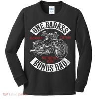 One Badass Bonus Stepdad Biker Motorcycle Step Dad Gift Idea Kids Long Sleeve Shirt thumb 0
