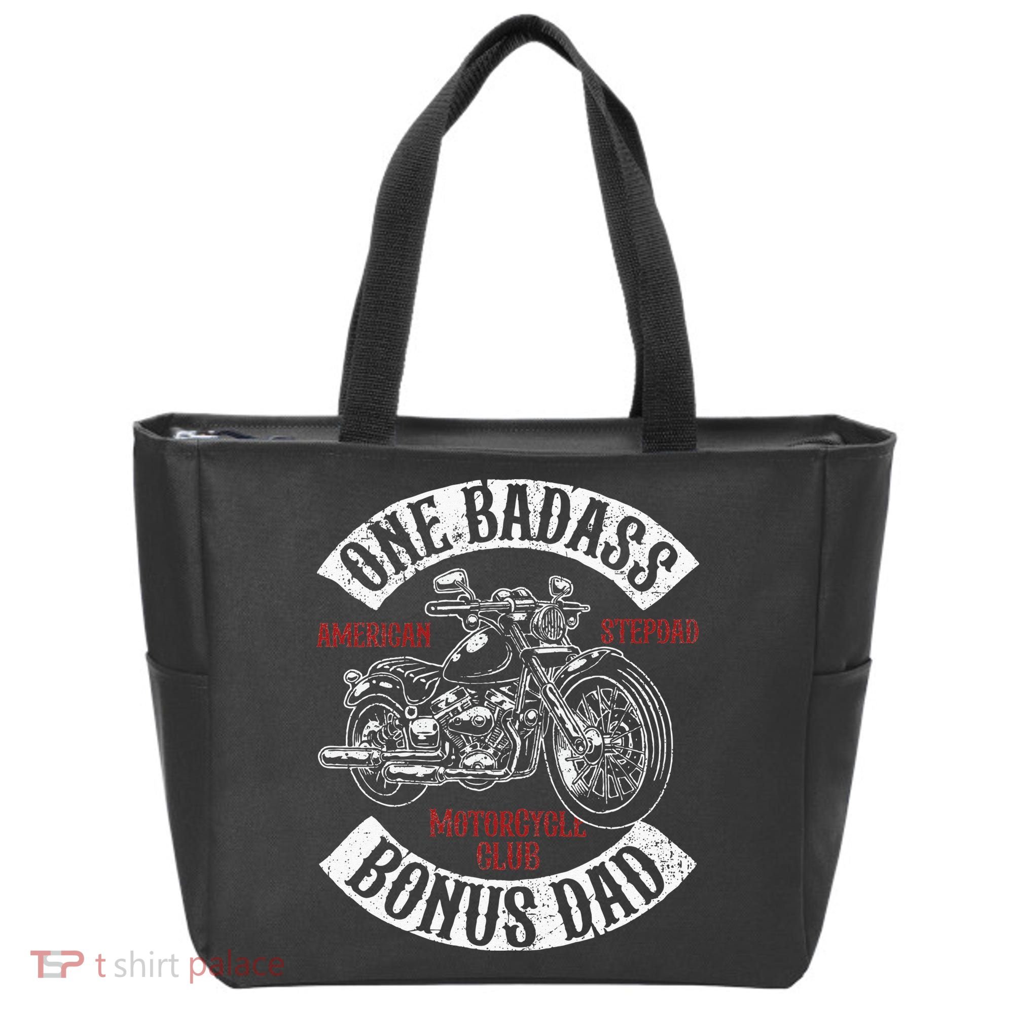 One Badass Bonus Stepdad Biker Motorcycle Step Dad Gift Idea Tote Bag