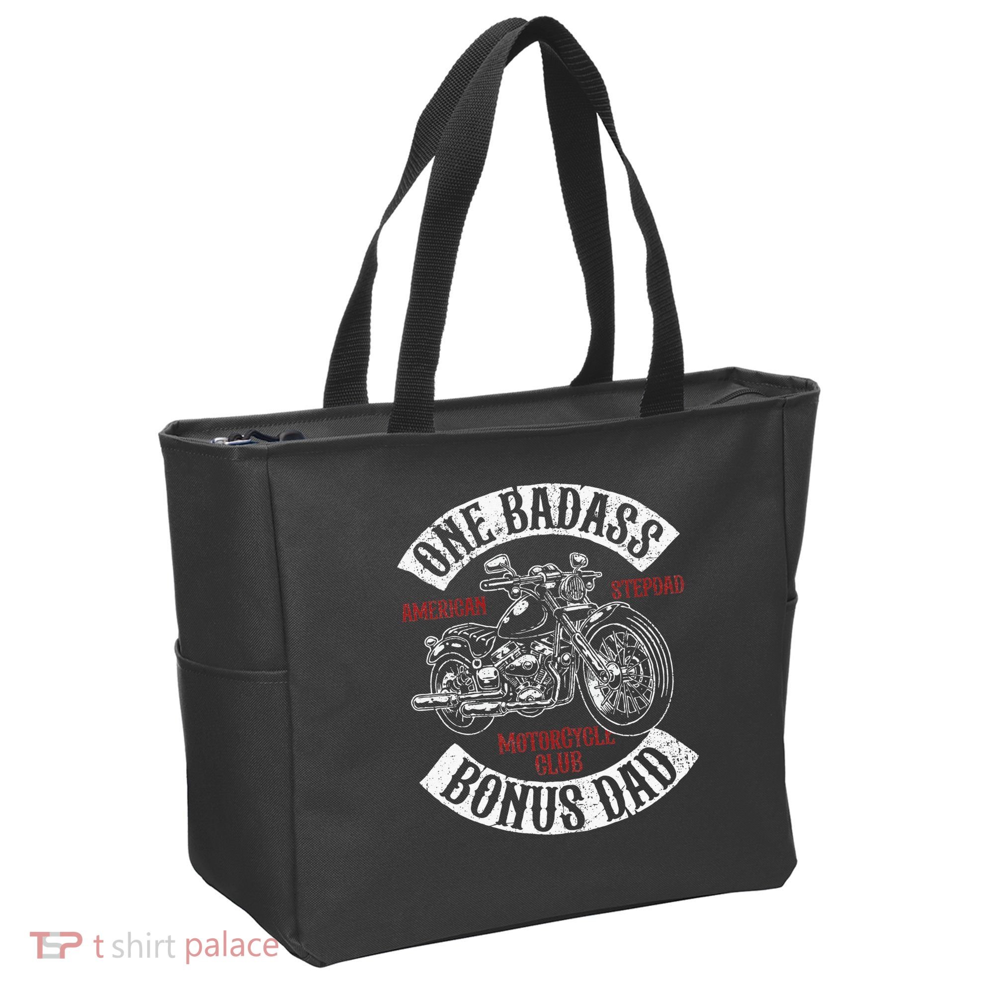 One Badass Bonus Stepdad Biker Motorcycle Step Dad Gift Idea Tote Bag