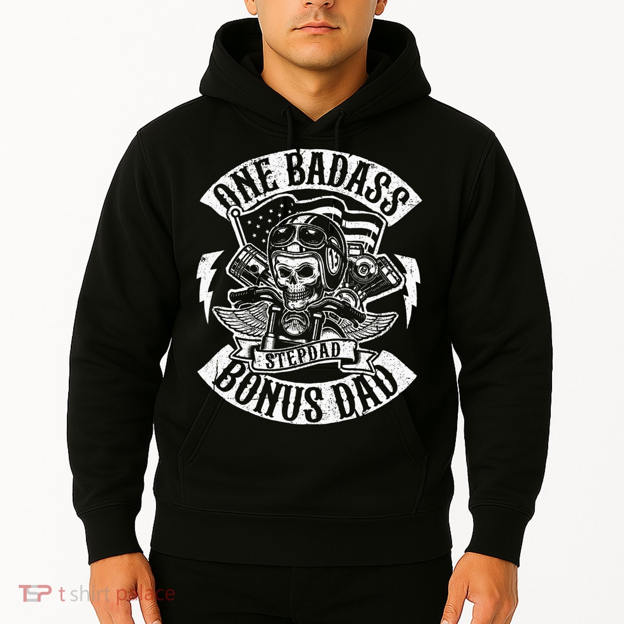 One Badass Bonus Stepdad Biker Step Dad Fathers Day Gift Hoodie