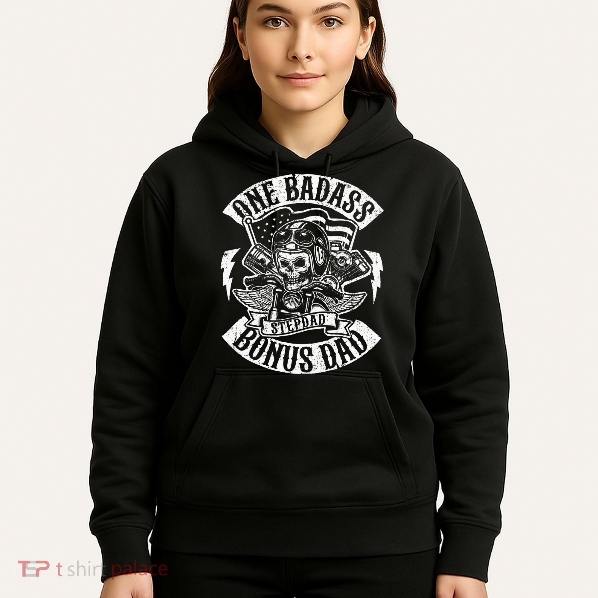 One Badass Bonus Stepdad Biker Step Dad Fathers Day Gift Hoodie