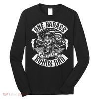 One Badass Bonus Stepdad Biker Step Dad Fathers Day Gift Long Sleeve Shirt thumb 0