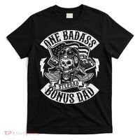 One Badass Bonus Stepdad Biker Step Dad Fathers Day Gift T-Shirt thumb 0