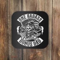 One Badass Bonus Stepdad Biker Step Dad Fathers Day Gift Coaster thumb 0