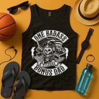 One Badass Bonus Stepdad Biker Step Dad Fathers Day Gift Tank Top thumb 4