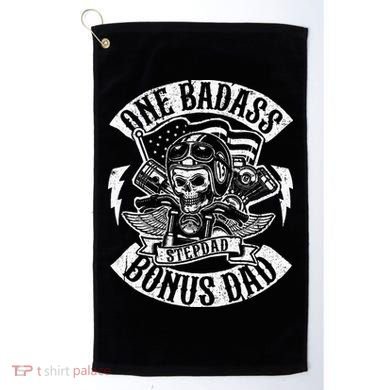 One Badass Bonus Stepdad Biker Step Dad Fathers Day Gift Golf Towel