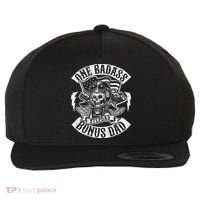 One Badass Bonus Stepdad Biker Step Dad Fathers Day Gift Wool Snapback Cap thumb 0