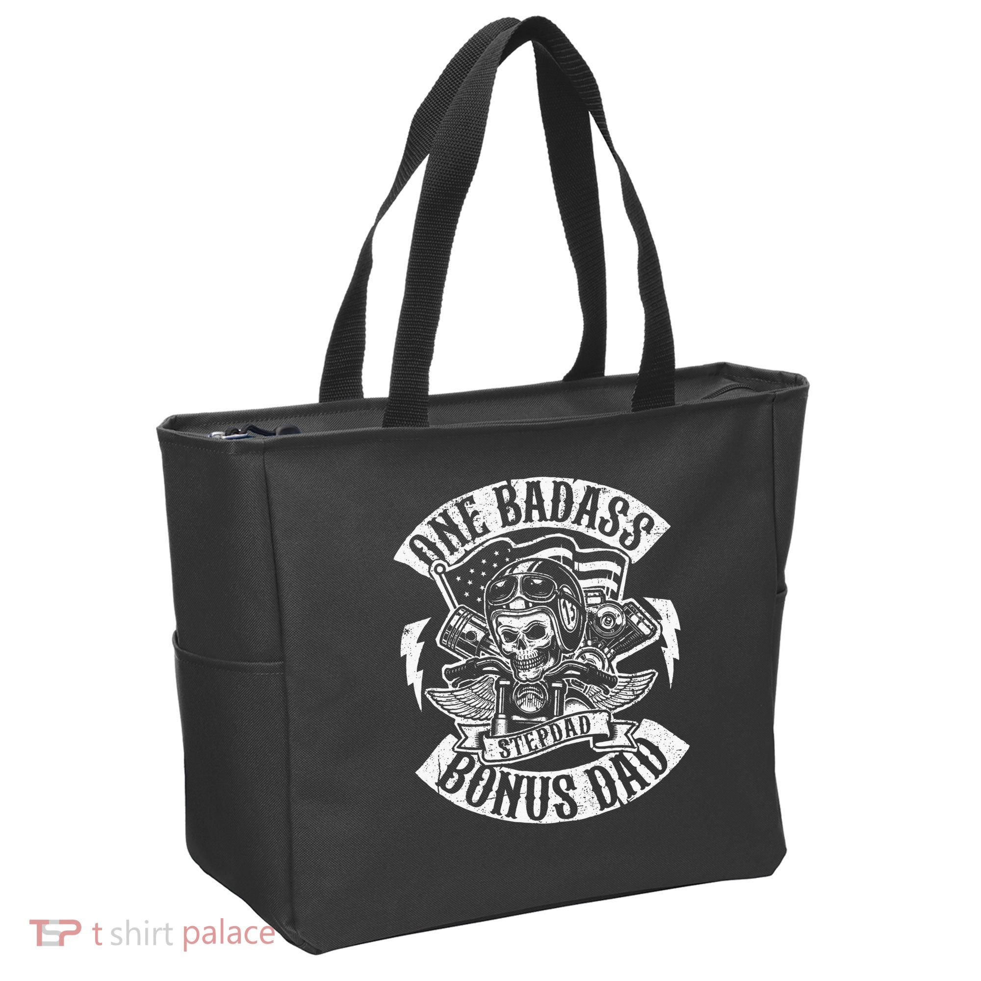 One Badass Bonus Stepdad Biker Step Dad Fathers Day Gift Tote Bag