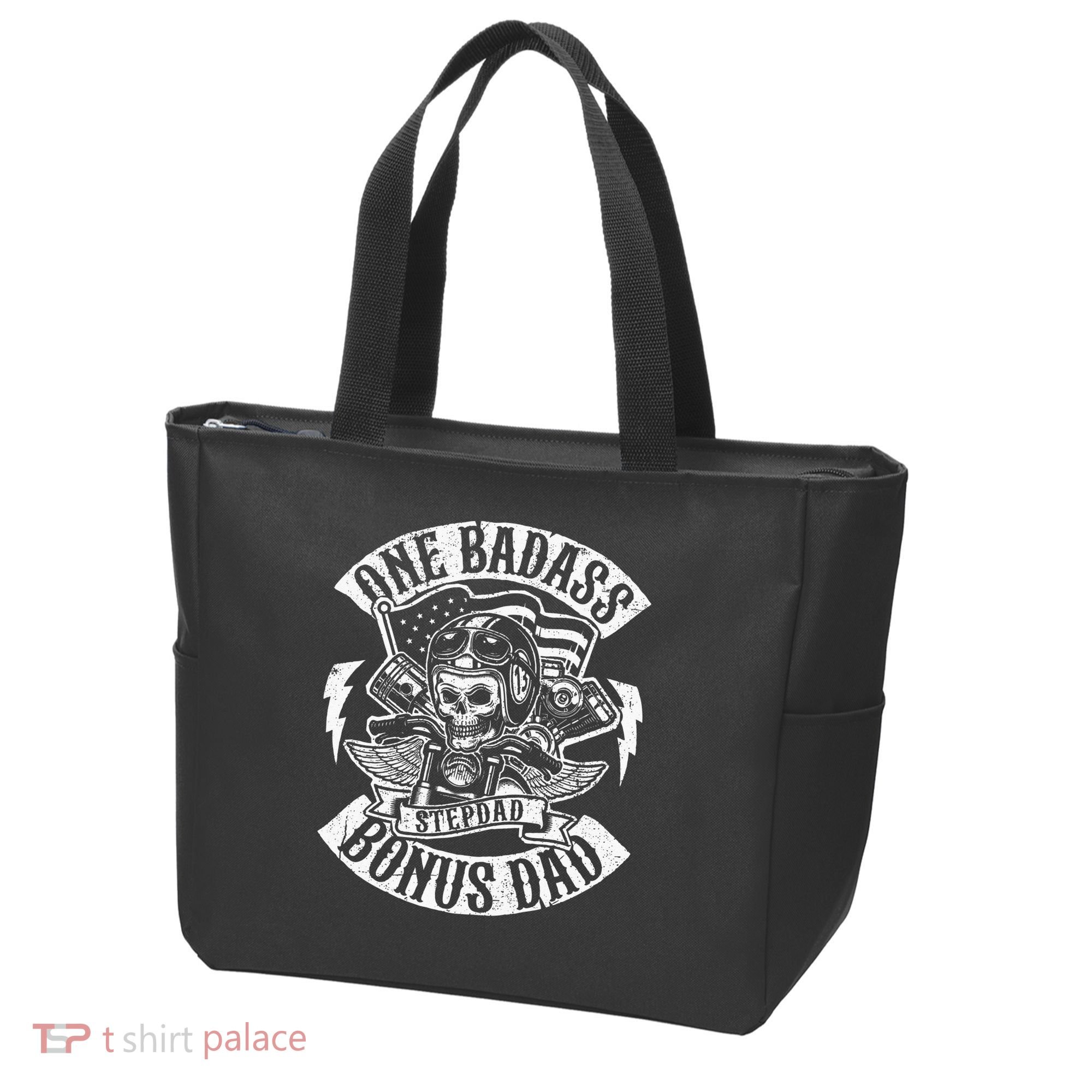 One Badass Bonus Stepdad Biker Step Dad Fathers Day Gift Tote Bag