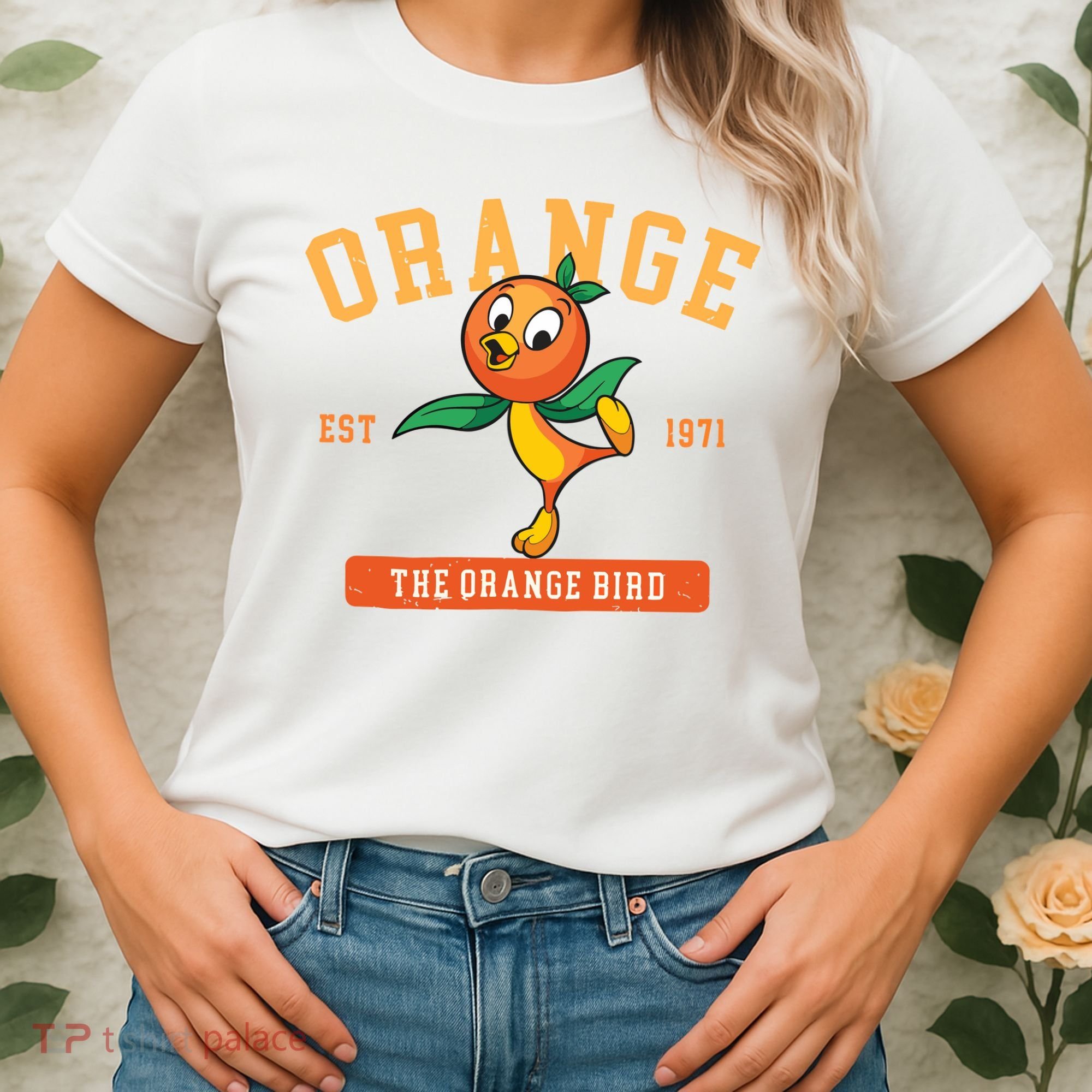 Orange Bird Beach Summer Vacation Flower And Garden Women's T-Shirt