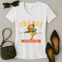 Orange Bird Beach Summer Vacation Flower And Garden Women's V-Neck T-Shirt thumb 2