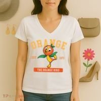 Orange Bird Beach Summer Vacation Flower And Garden Women's V-Neck T-Shirt thumb 3