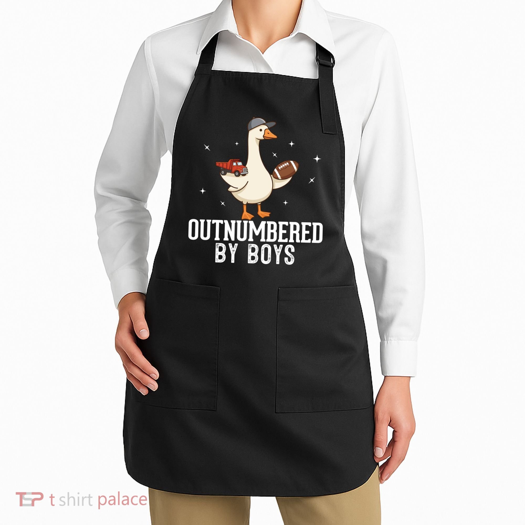 Outnumbered By Boys Funny Mom Goose Family Apron