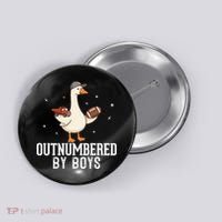 Outnumbered By Boys Funny Mom Goose Family Button thumb 0