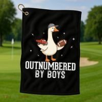 Outnumbered By Boys Funny Mom Goose Family Golf Towel thumb 1
