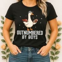 Outnumbered By Boys Funny Mom Goose Family Women's T-Shirt thumb 2