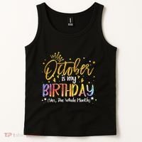 October Birthday Celebration Tie Dye Gift Tank Top thumb 2