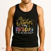 October Birthday Celebration Tie Dye Gift Tank Top thumb 3