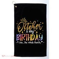 October Birthday Celebration Tie Dye Gift Golf Towel thumb 0