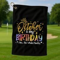 October Birthday Celebration Tie Dye Gift Golf Towel thumb 1