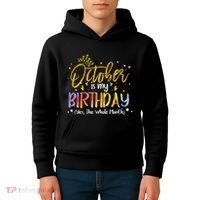 October Birthday Celebration Tie Dye Gift Kids Hoodie thumb 4