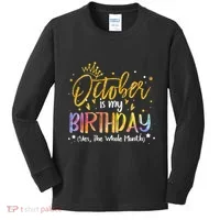 October Birthday Celebration Tie Dye Gift Kids Long Sleeve Shirt thumb 0