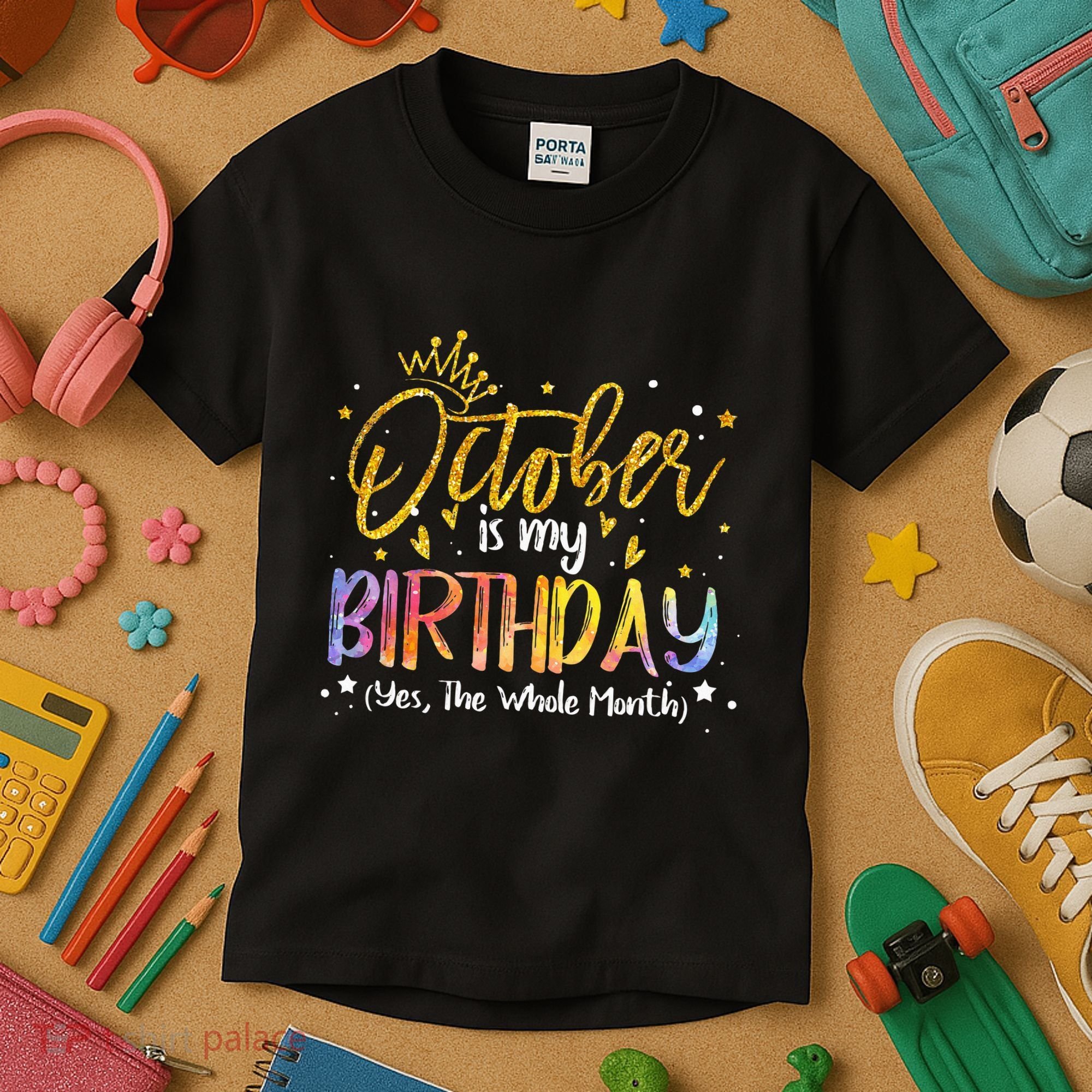 October Birthday Celebration Tie Dye Gift Kids T-Shirt