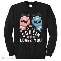Or Blue Cousin Loves You Boxing Gender Reveal Party Sweatshirt thumb 0