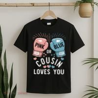 Or Blue Cousin Loves You Boxing Gender Reveal Party T-Shirt thumb 2