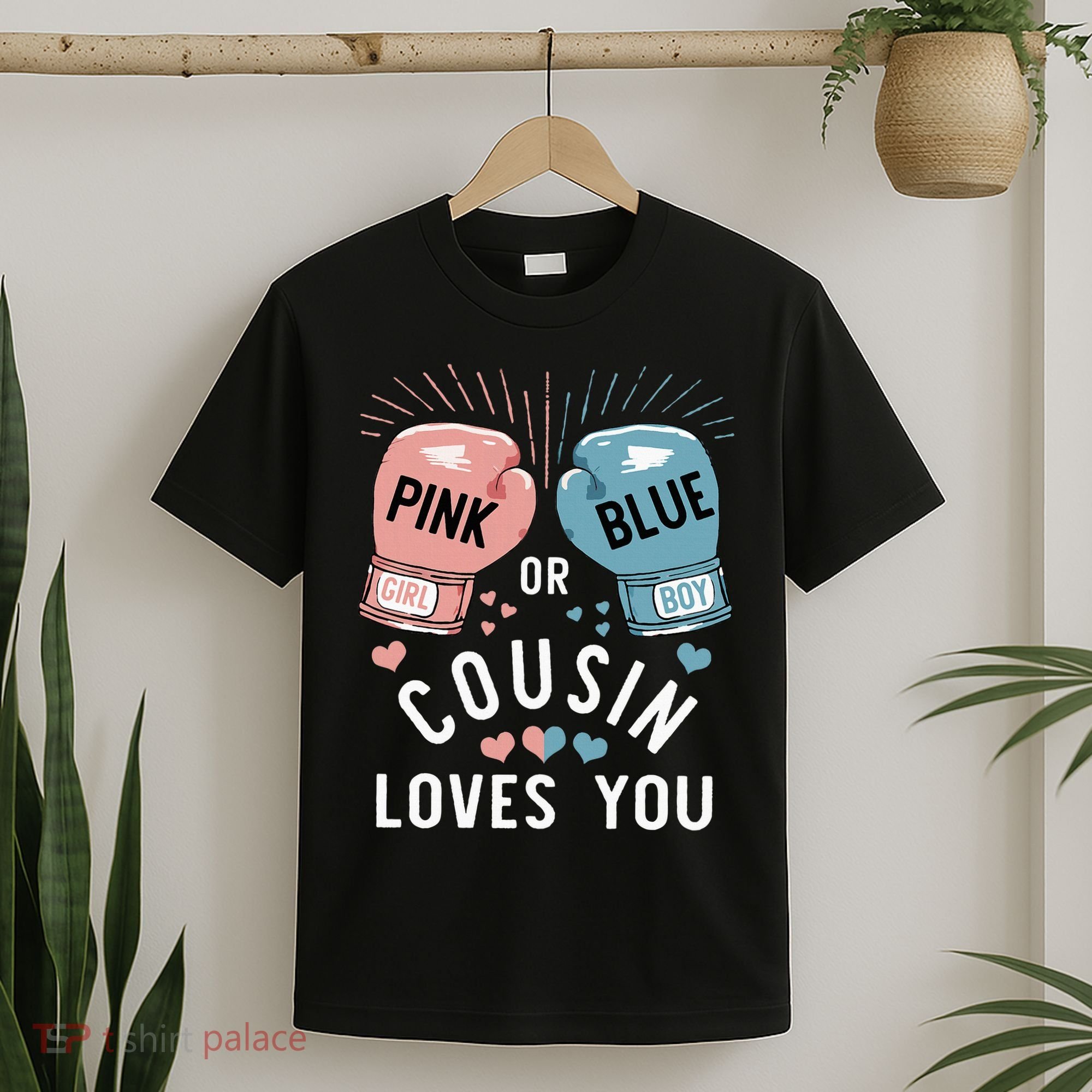 Or Blue Cousin Loves You Boxing Gender Reveal Party T-Shirt
