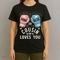 Or Blue Cousin Loves You Boxing Gender Reveal Party T-Shirt thumb 4