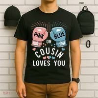 Or Blue Cousin Loves You Boxing Gender Reveal Party T-Shirt thumb 6