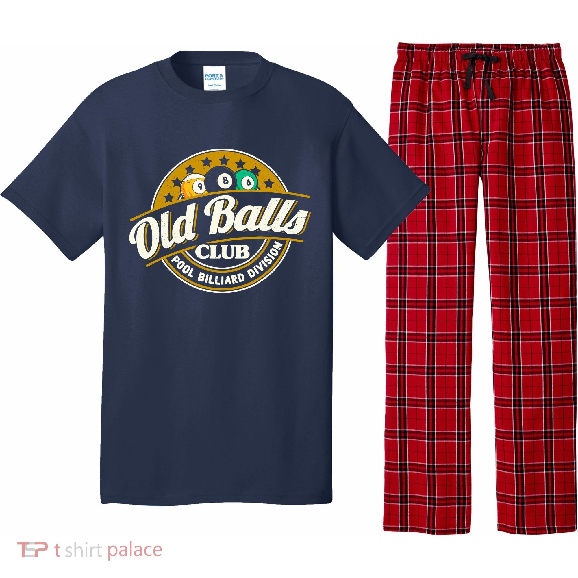 Old Balls Club Pool 8 Ball Billiards Division For Pajama Set