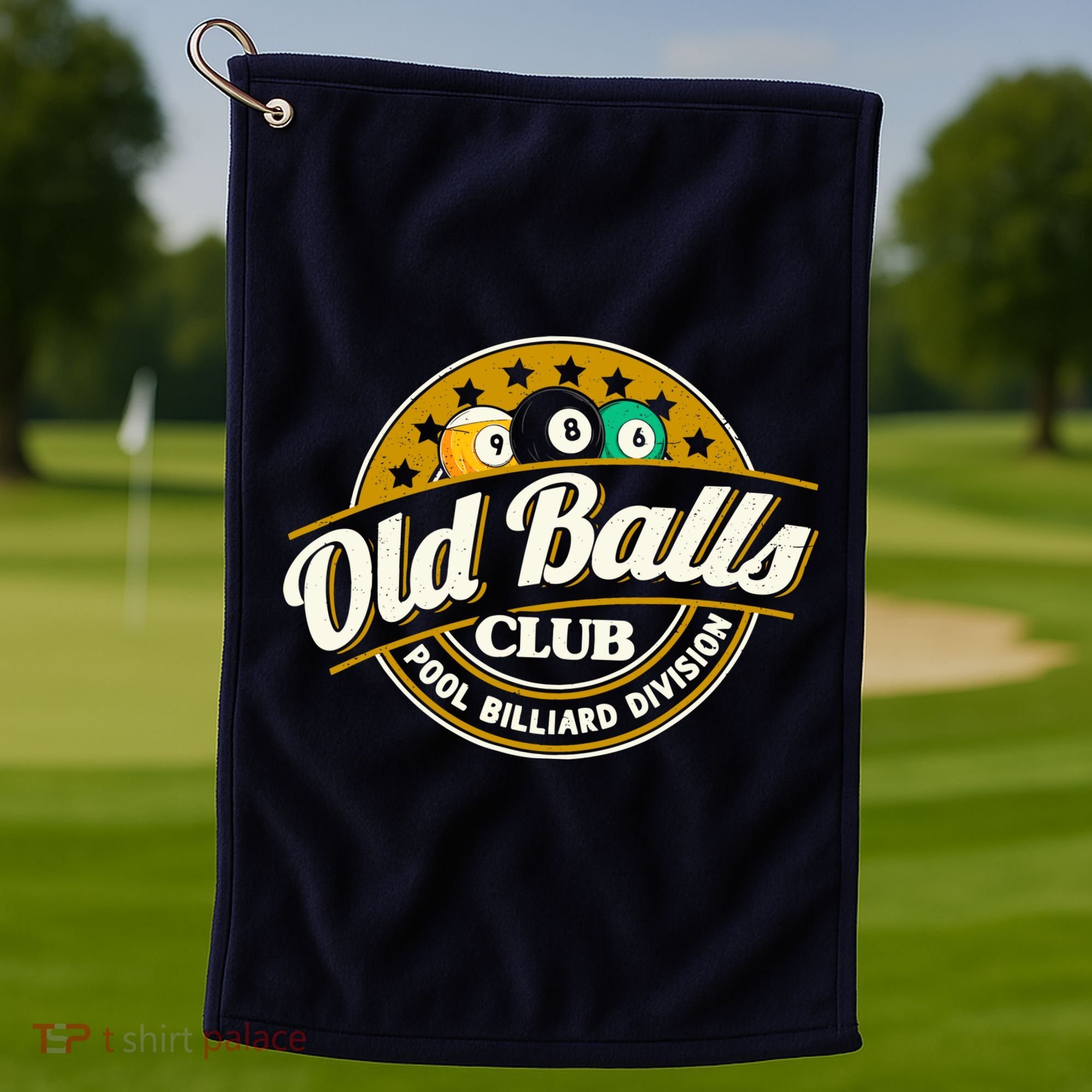 Old Balls Club Pool 8 Ball Billiards Division For Golf Towel