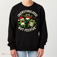 Overstimulated But Festive Frogs Christmas Funny Women's Sweatshirt thumb 0