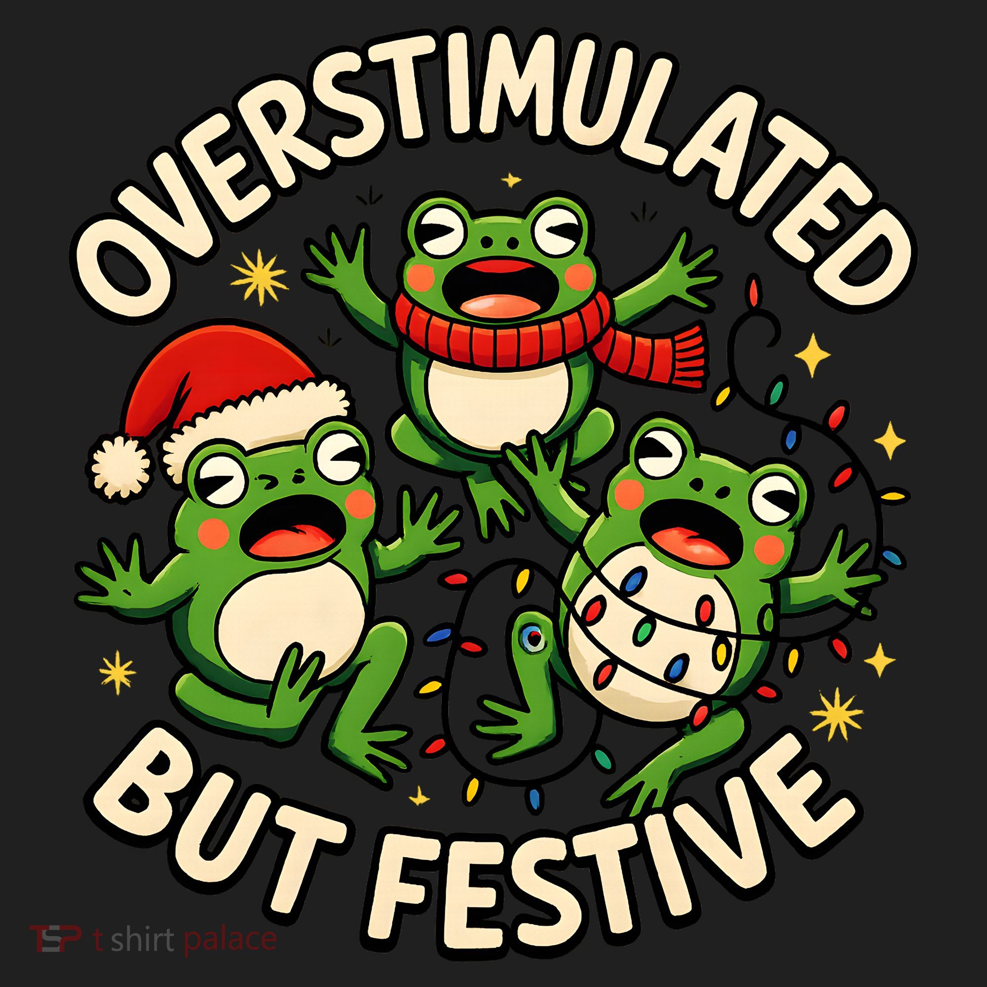 Overstimulated But Festive Frogs Christmas Funny Women's Sweatshirt