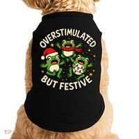 Overstimulated But Festive Frogs Christmas Funny Doggie Tank thumb 0